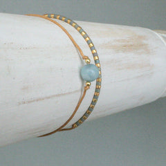 Armband mit Bedeutung "Aquamarin" / Gold - Blau_Schmuck_handmade_animoART