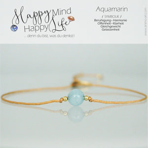 Armband mit Bedeutung "Aquamarin" / Gold - Blau_Schmuck_handmade_animoART