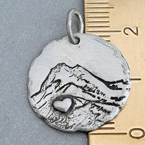 Kettenanhänger "Berg - Liebe" Rustic Style, handgefertigt aus recyceltem 925er Silber, - animoART