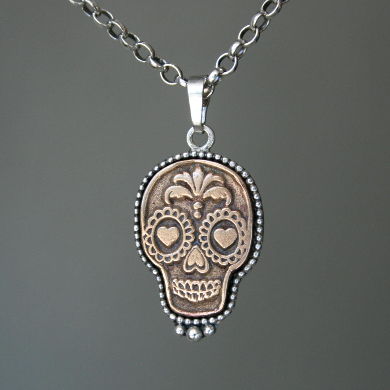 Kettenanhänger "La Catrina in Love" 925 Silber & Bronze - animoART