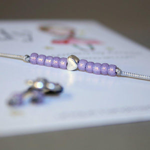 Kinder-Armband "Herz" mit Rocailles-Perlen in lila - animoART