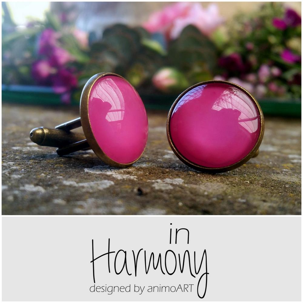 Manschettenknöpfe "Harmony" mit Glasdomes in / pink_Schmuck_handmade_animoART