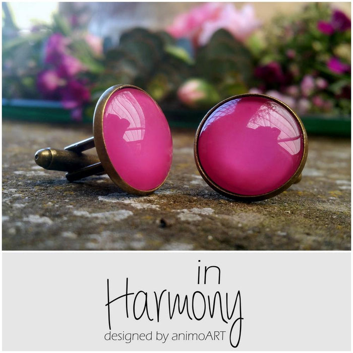 Manschettenknöpfe "Harmony" mit Glasdomes in / pink