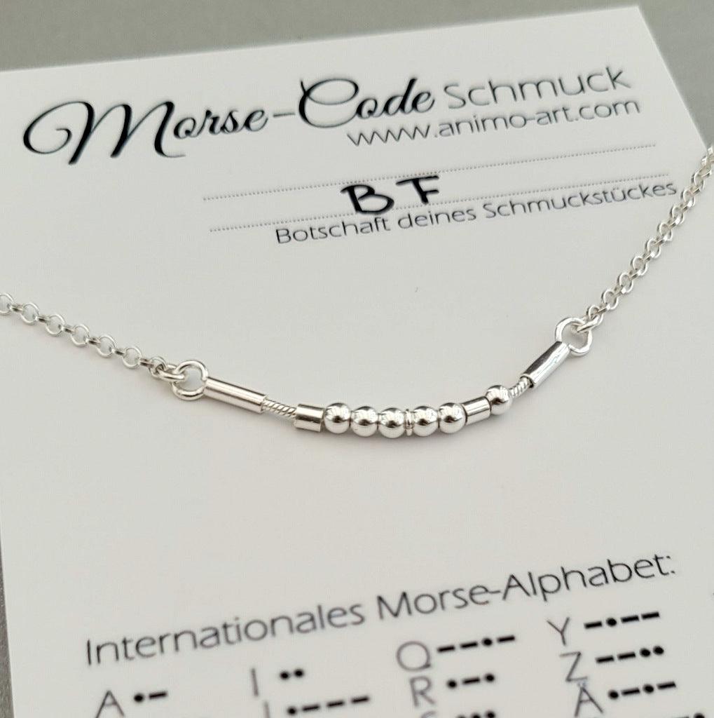 Morse - Code Kette mit Name oder Wort, recyceltes Silber - animoART