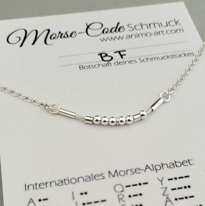Morse-Code Kette mit Name oder Wort, recyceltes Silber