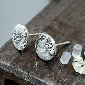 Ohrringe "Mondlandschaft"  Ohrstecker, recyceltes 925er Silber - animoART